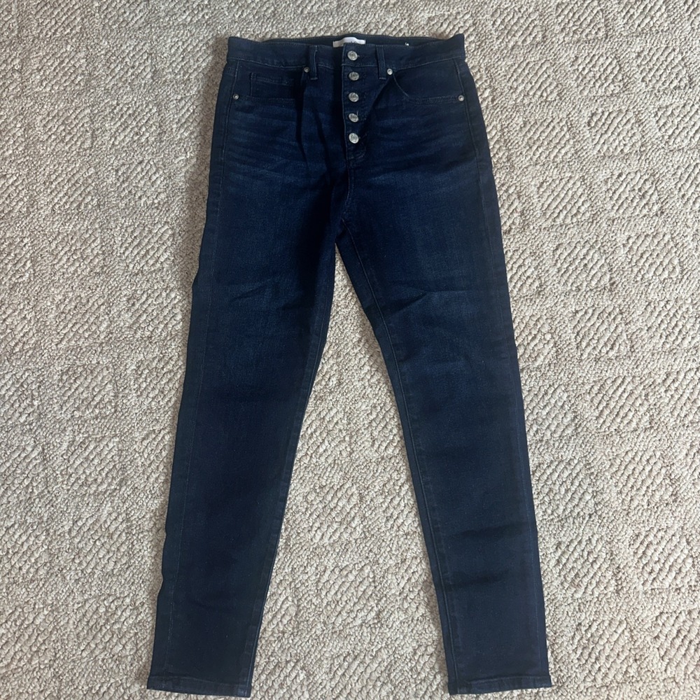 Womens Loft The Skinny Jeans Size 29/8 Dark Wash Button Fly Stretch Denim